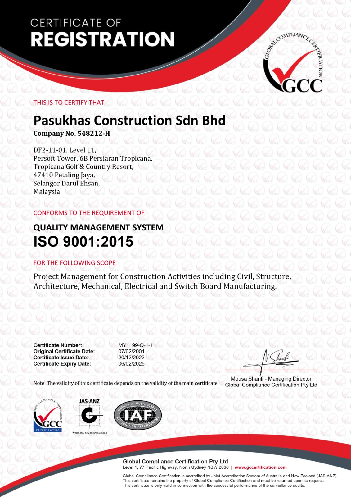 ISO CERTIFICATION (PCSB) 2022 - 2025
